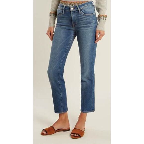 FRAME Le High Straight Jeans Womens Size 28 Blue Denim Medium Wash Stretch NEW - Picture 1 of 8
